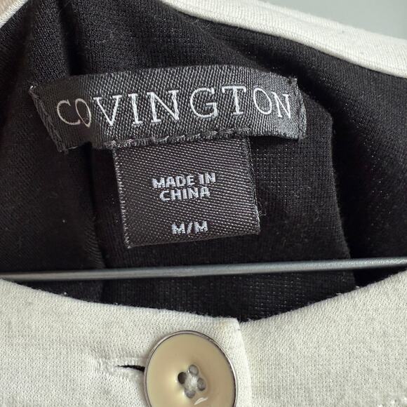 Covington sz M black white open button cardigan - Picture 5 of 9